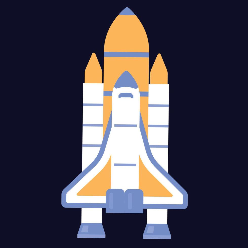 Rocket spaceship Satellite Shuttle icon illustration on Blue background, vector