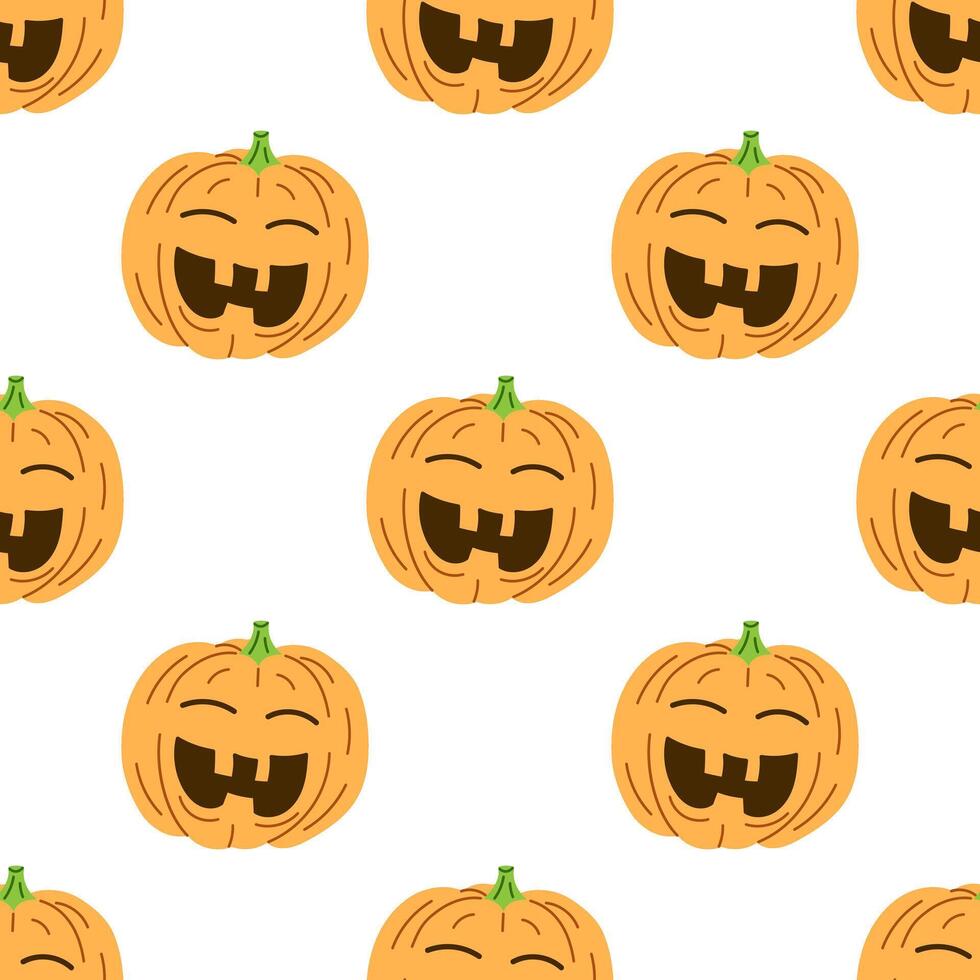 flat style Halloween seamless pattern. Hand-drawn scary pumpkins. packaging and cards design. vector
