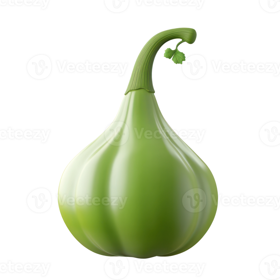 3D cartoon green fig on transparent background png