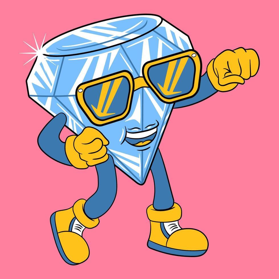 Cute Diamond Pointing Fist Cartoon Illustration vector