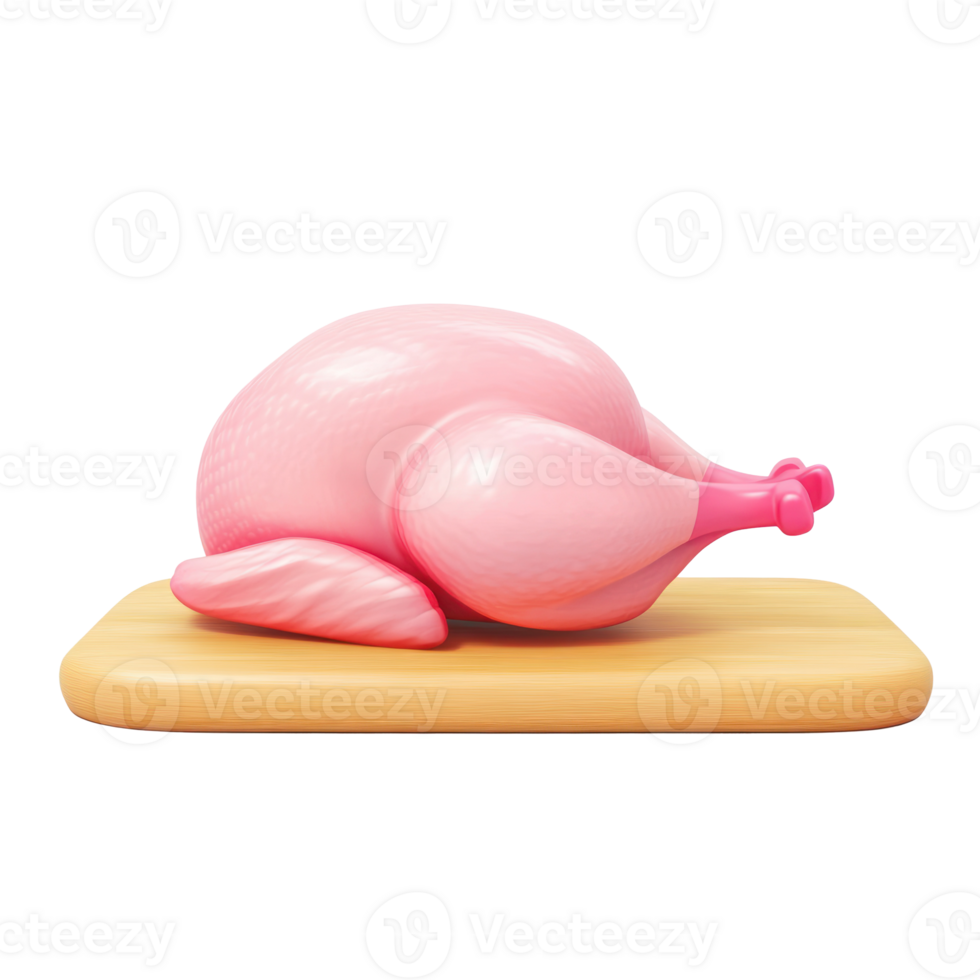 a pink chicken on a cutting board png