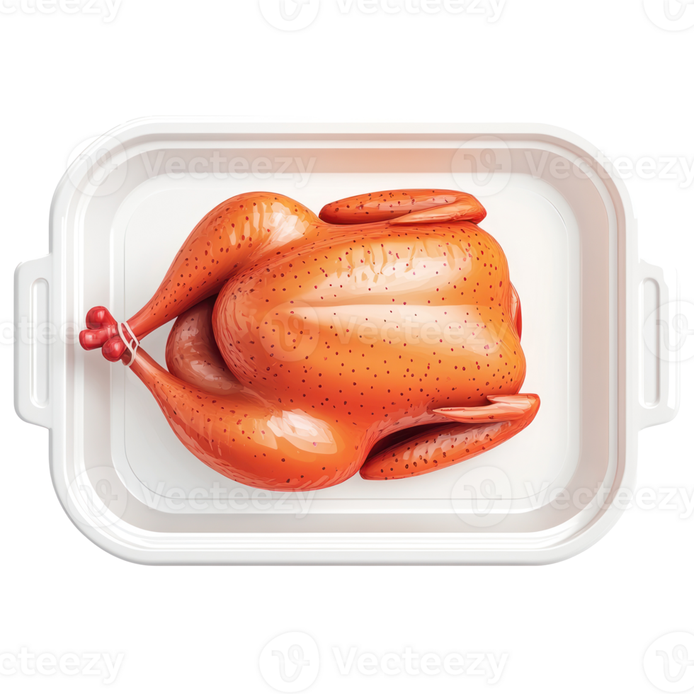 realistic 3d chicken in a white tray png