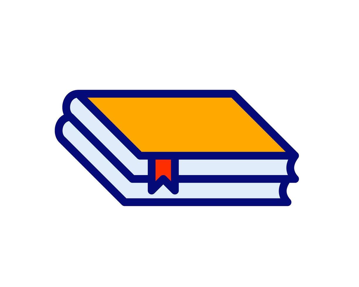 Illustration of two books stacked with boomark vector