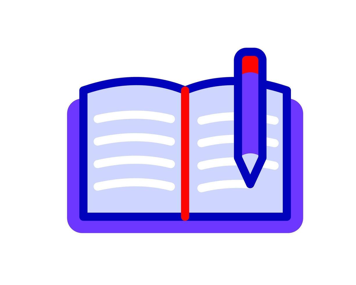 Illustration showing a pen resting on a notebook, ideal for emphasizing themes of creativity, learning, or professional writing tools vector