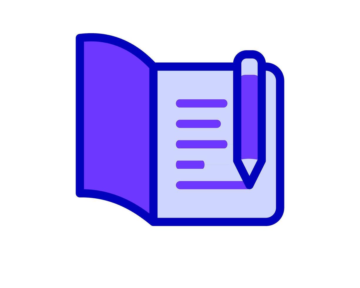 Illustration of a pen icon with a notebook, emphasizing simplicity and efficiency, perfect for note taking or productivity vector