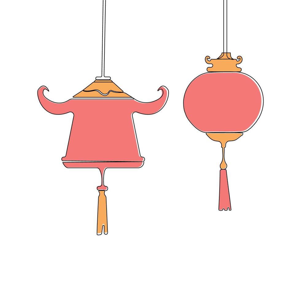 Chinese lanterns hanging . Chinese new year celebrations theme element vectors. vector