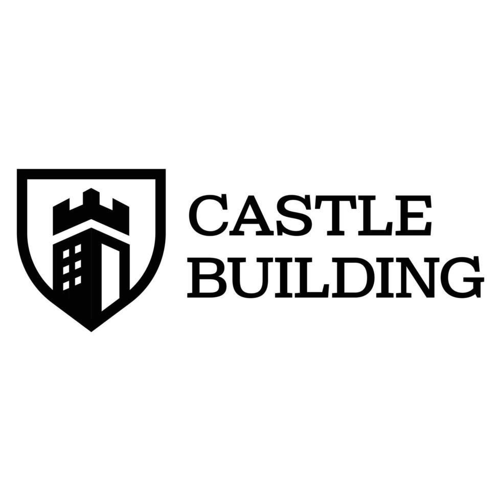 castle building flat minimalist logo design vector