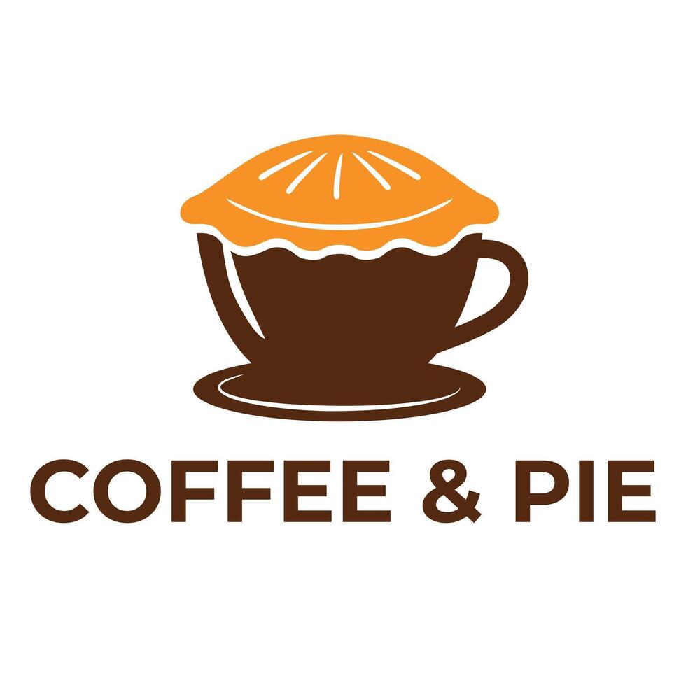 coffee and pie flat minimalist logo design vector
