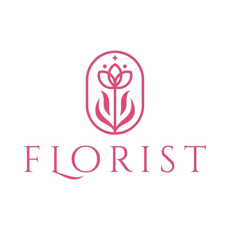 florist flat minimalist logo design vector