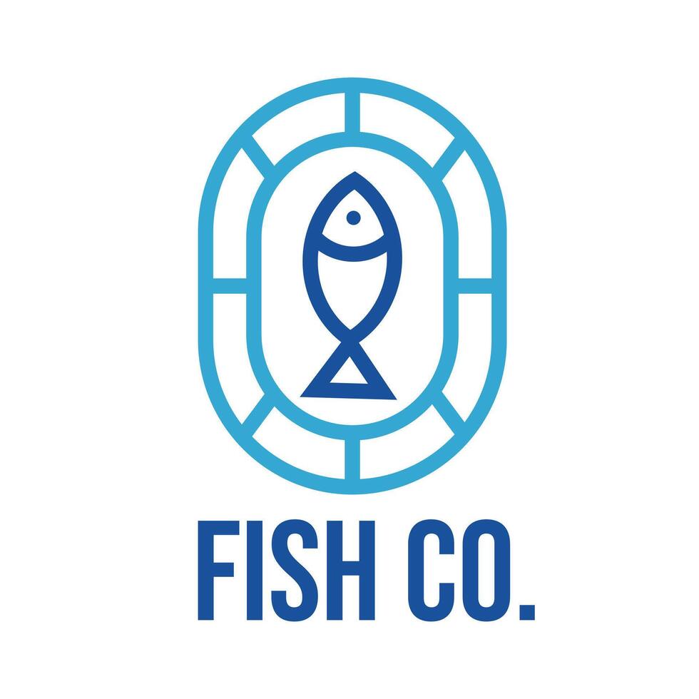 fish abstract flat minimalist logo design vector