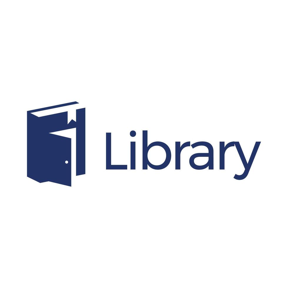 library book flat minimalist logo design vector