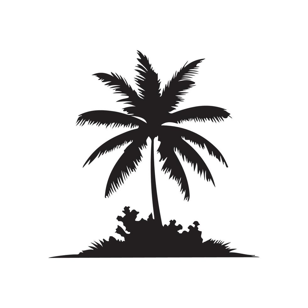 Coconut tree silhouette illustration vector