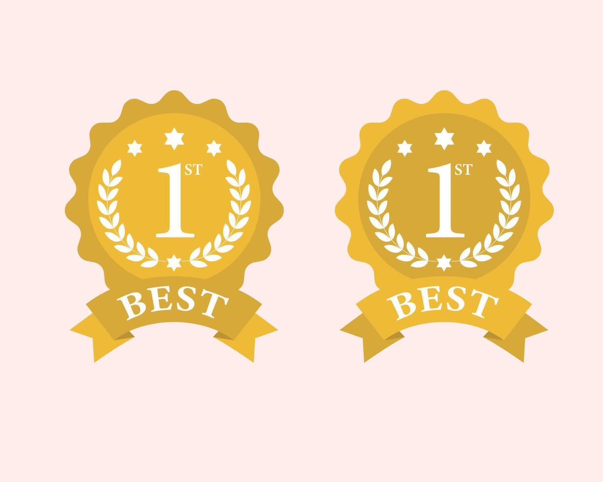 flat golden color Winner award ,Best Award Badge featuring a golden laurel wreath, Winner award golden vector