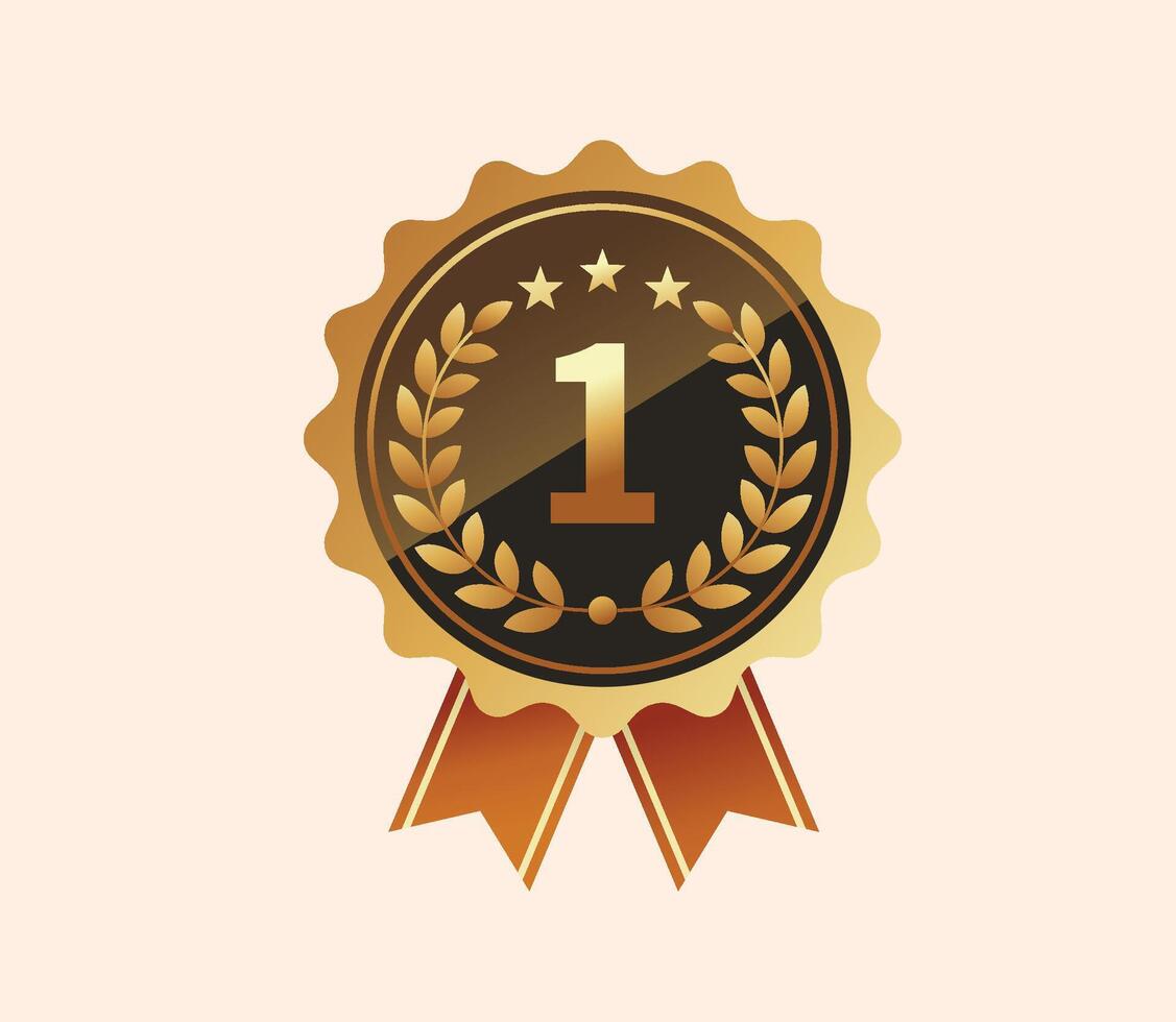 Winner number one award golden sign vector