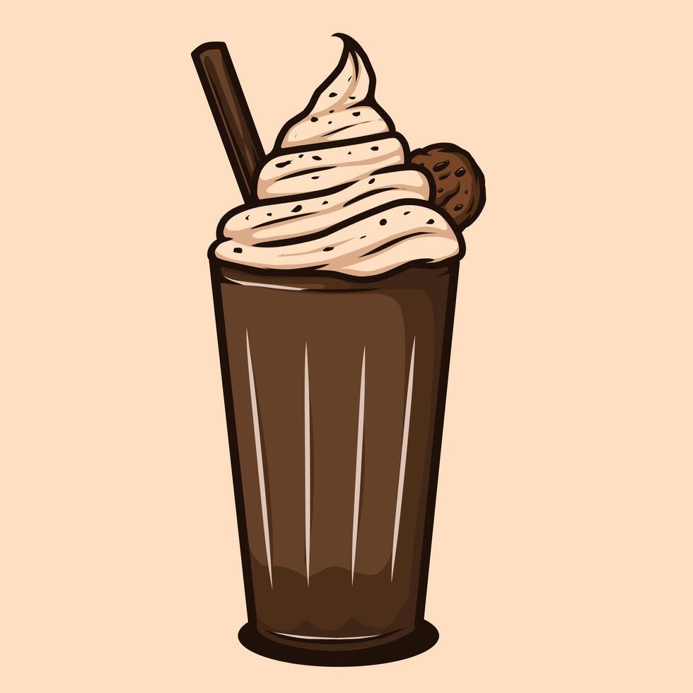 Chocolate milkshake drawing design vector