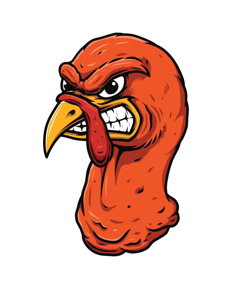 Turkey head mascot with angry face vector