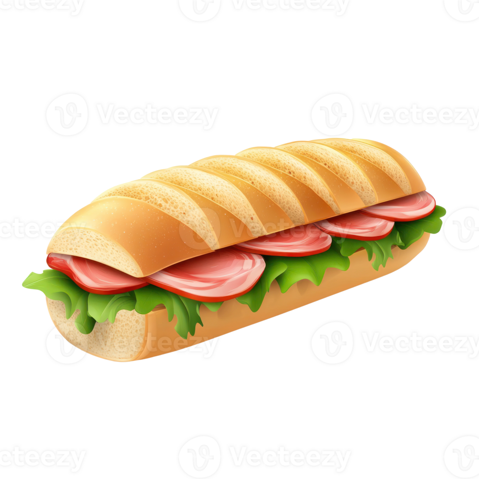 a sandwich with meat and lettuce png