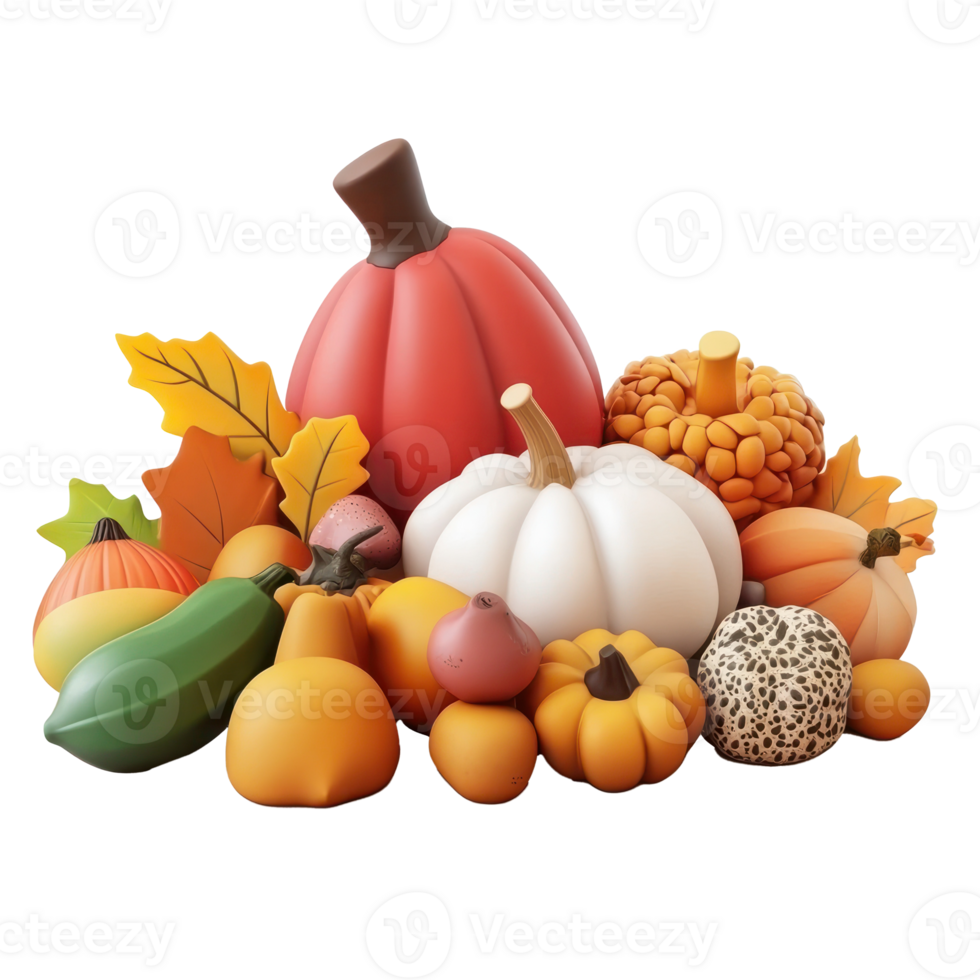 Seasonal autumn food 3D icon cartoon minimalist isolate on transparent background png