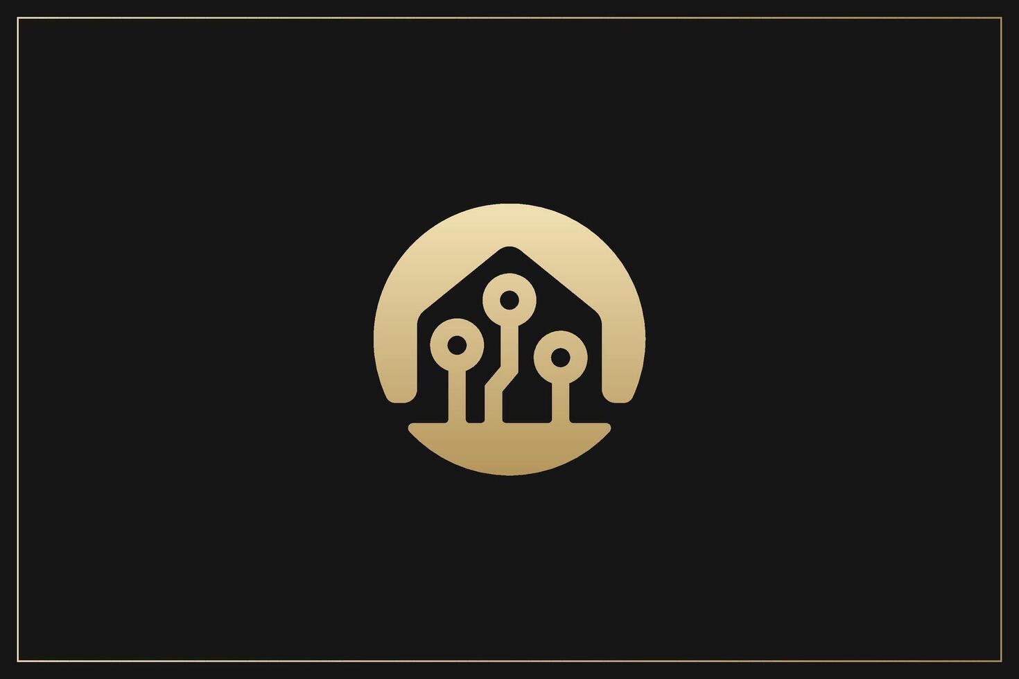 Tech Electric Home Building Logo Modern Structure gold vector