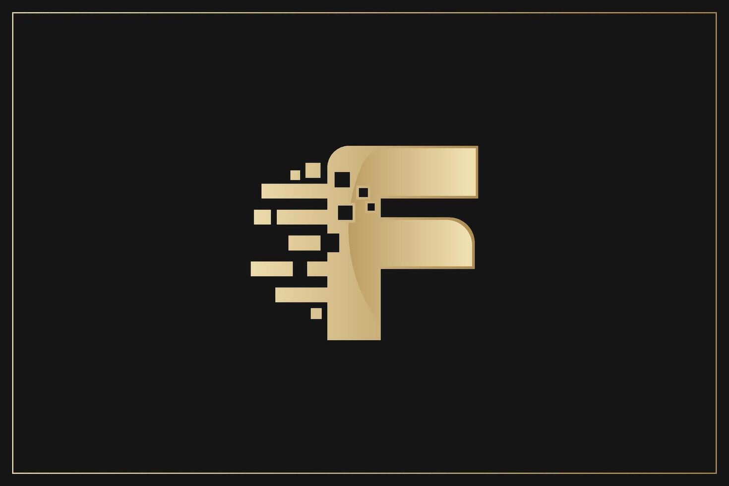 Digital Data F Letter Logo Design Gold vector