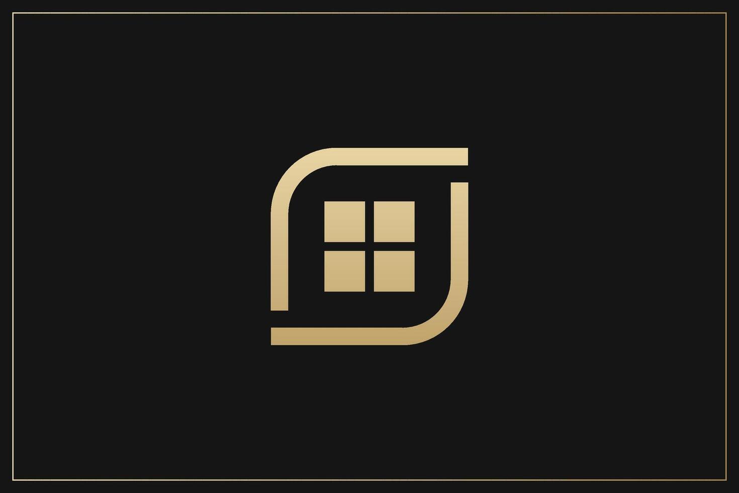 Window Home Building Logo Modern Structure gold vector