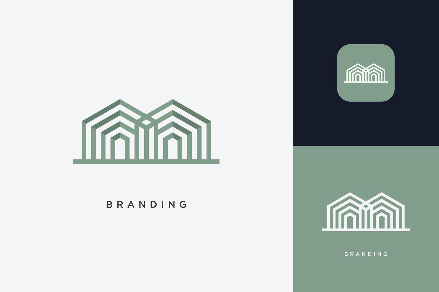 Dual Home Building Logo Modern Structure vector