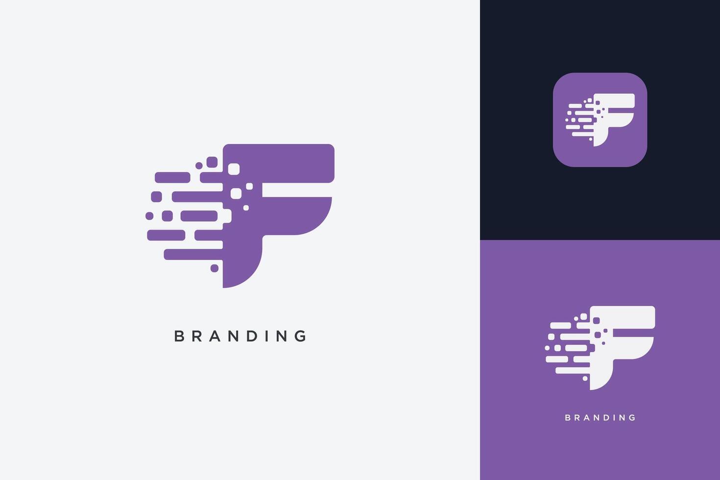 Digital F Letter Logo Design vector