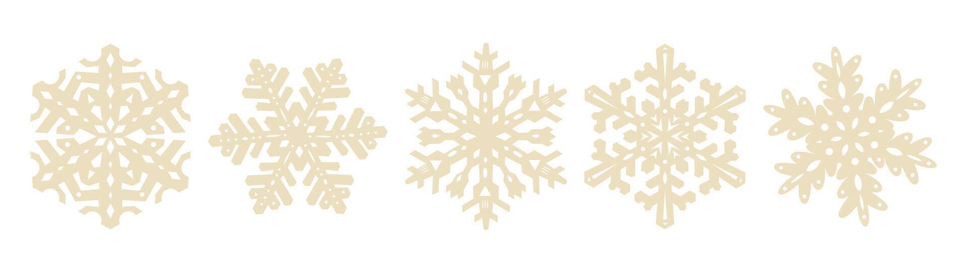 Paper snowflakes collection isolated on white background. Flat snow icons, silhouette. Nice element for Christmas banner, cards. New year ornament. vector