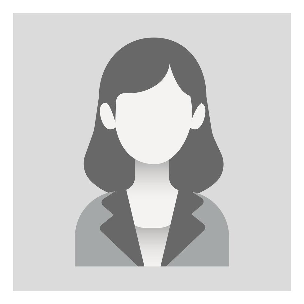 Faceless female avatar. Default placeholder for woman portrait. no photo avatar. Woman gray color vector