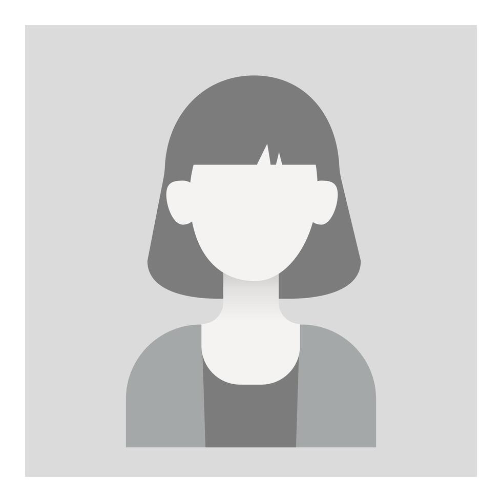 Default avatar profile icon. Grey photo placeholder. female no photo images for unfilled user profile for social networks, social media, resume, forums and dating sites. Greyscale. vector