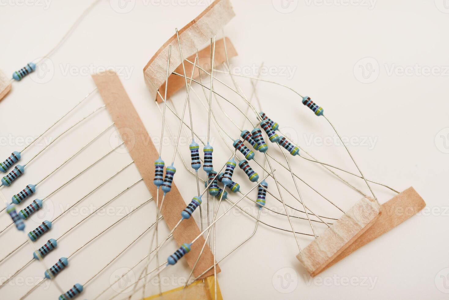 Electronic components. Film resistors on a white background. photo