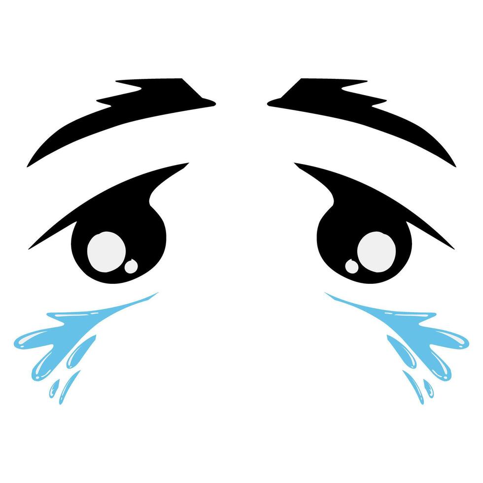 a crying face with tears on it vector