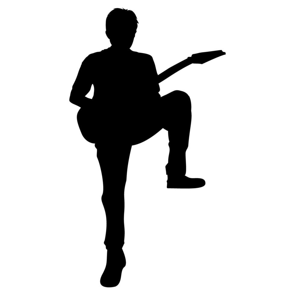 a silhouette of a man playing an electric guitar vector