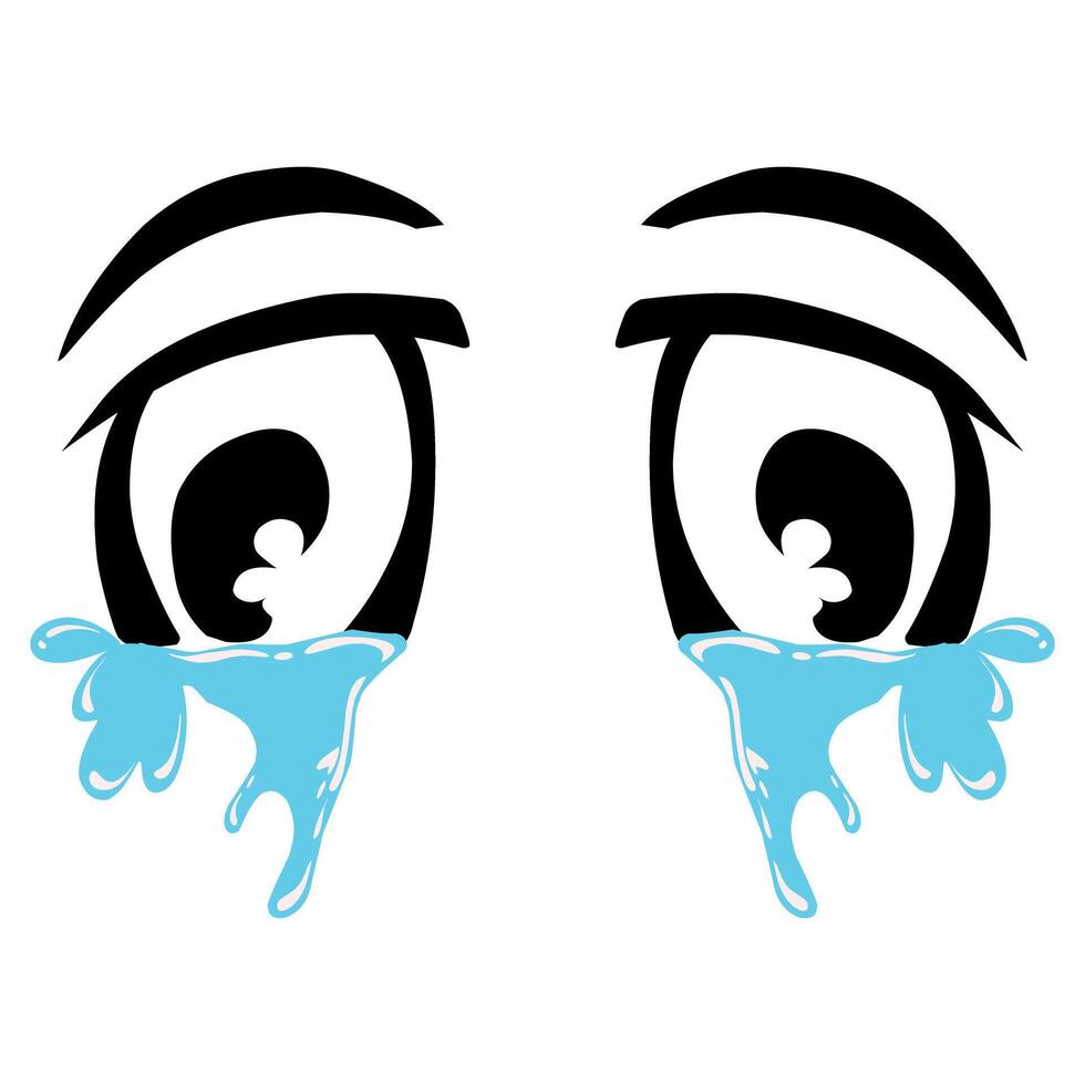 crying eyes cartoon vector