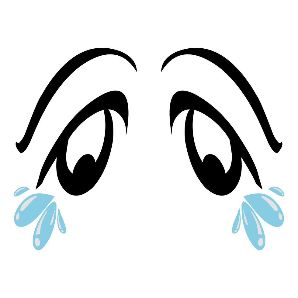 a cartoon crying face with tears on it vector