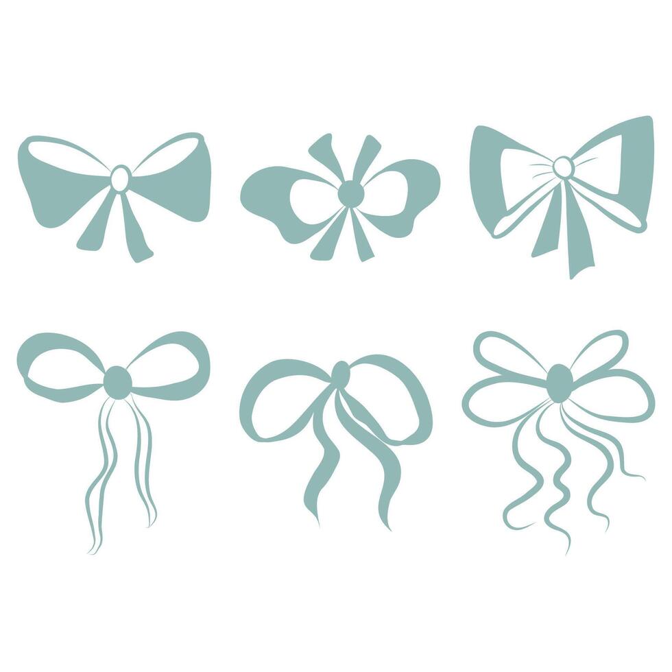Set of turquoise bow ties vector