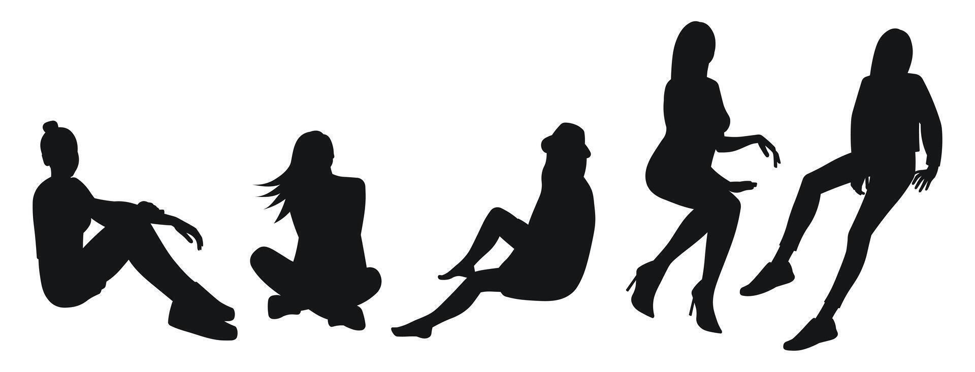 Girls sit and communicate by gesturing with their hands vector