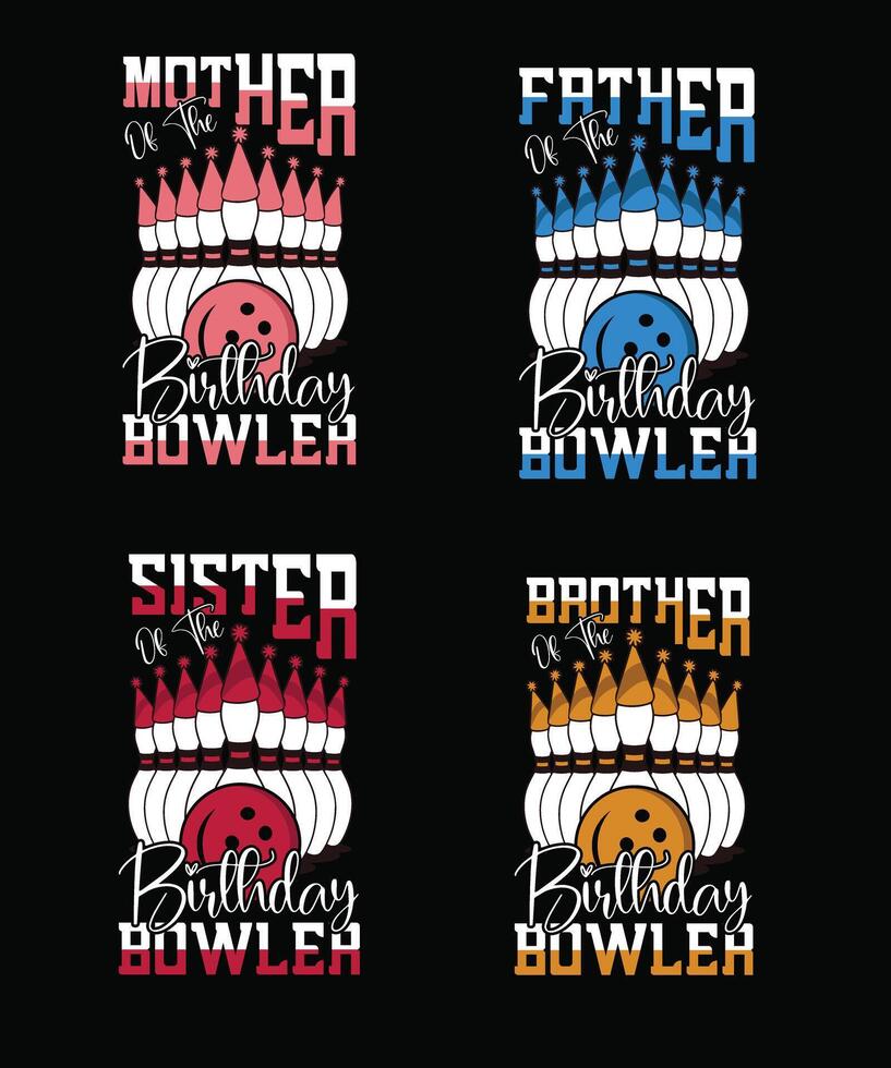 Birthday bowling typography t shirt design eps vector