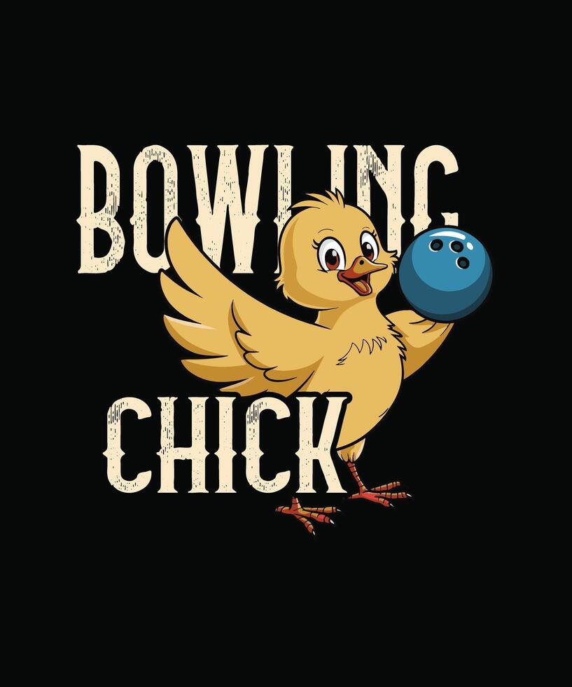Bowling chick typography t shirt design, bowling , chicken design vector