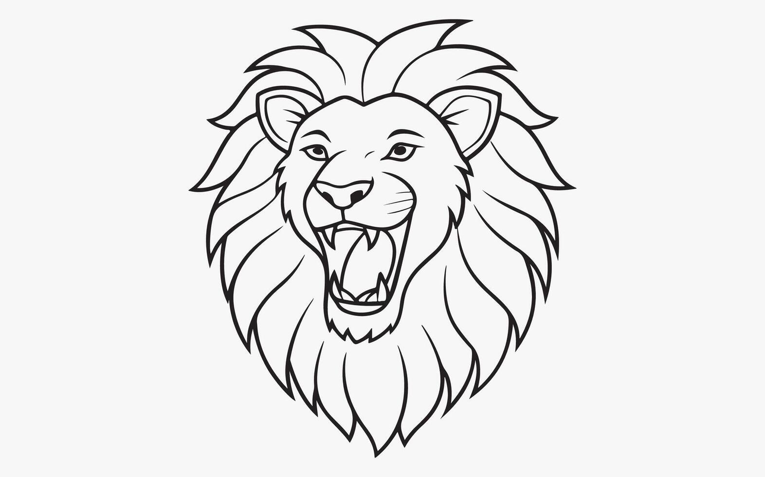 Detailed lion head outline image clipart vector