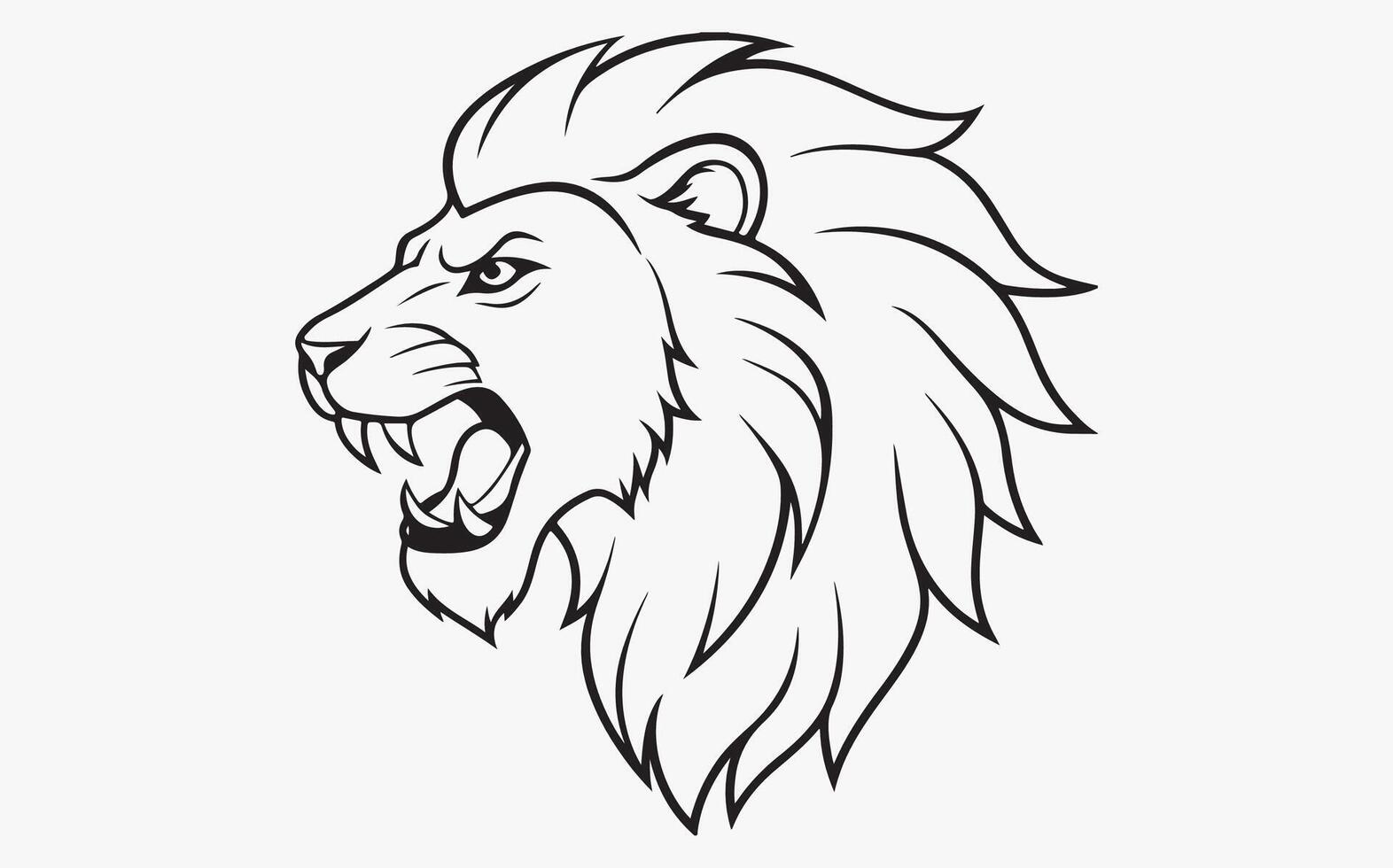 Geometric lion head line art icon vector