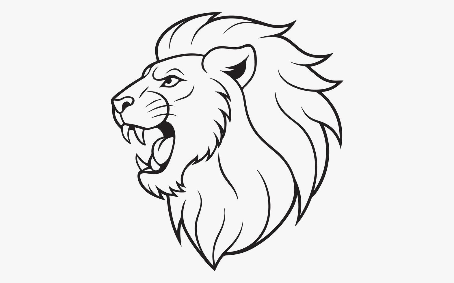 Line art lion face icon clipart vector