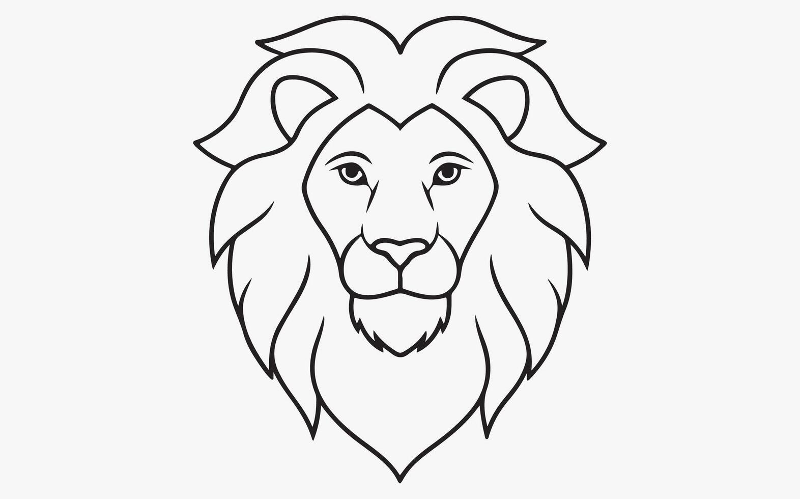 Detailed lion head outline clipart vector