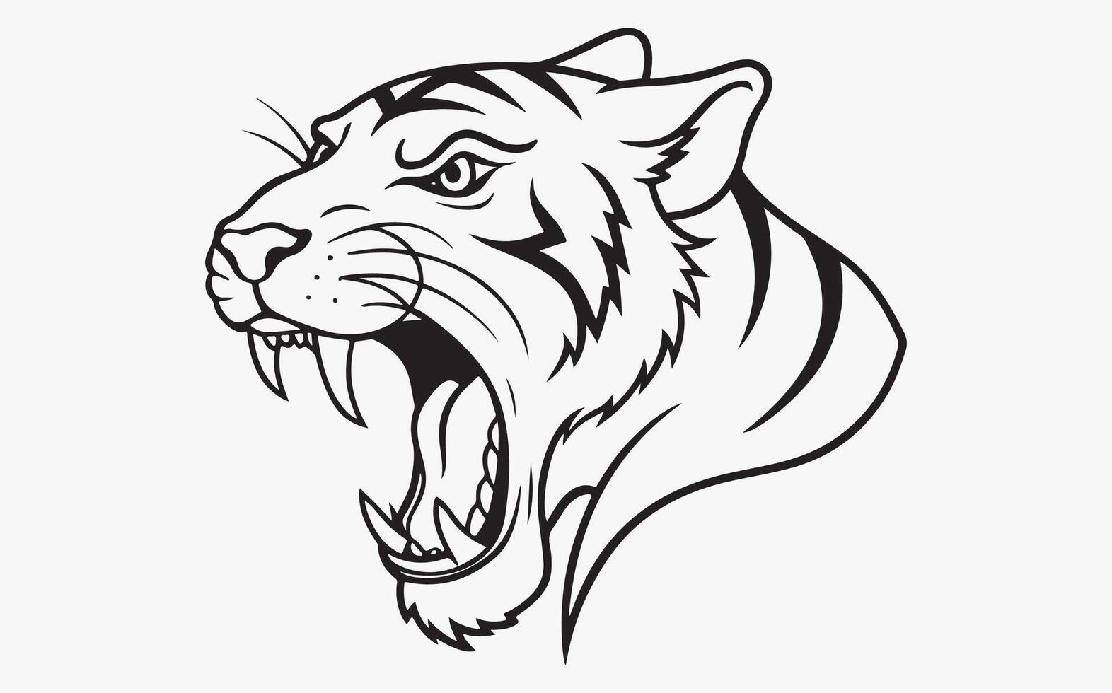 Tiger head line art vector