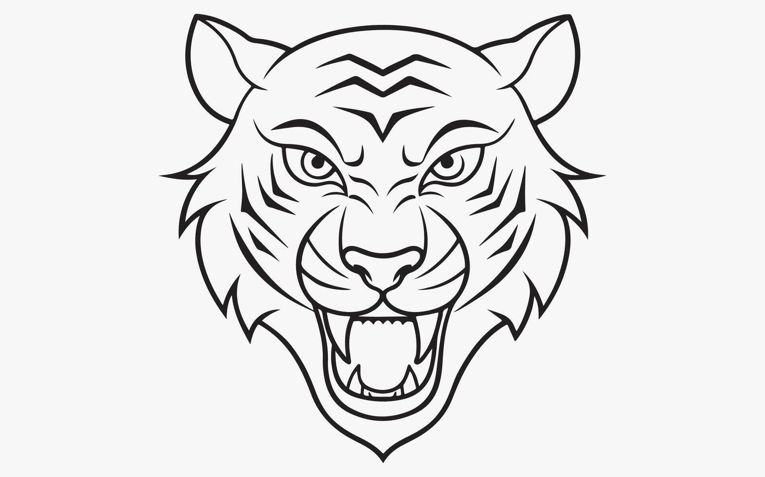 Tiger head line art image vector