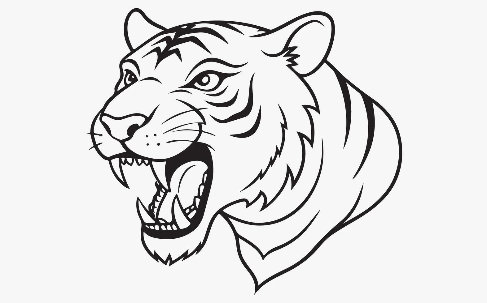 Tiger head line art icon vector