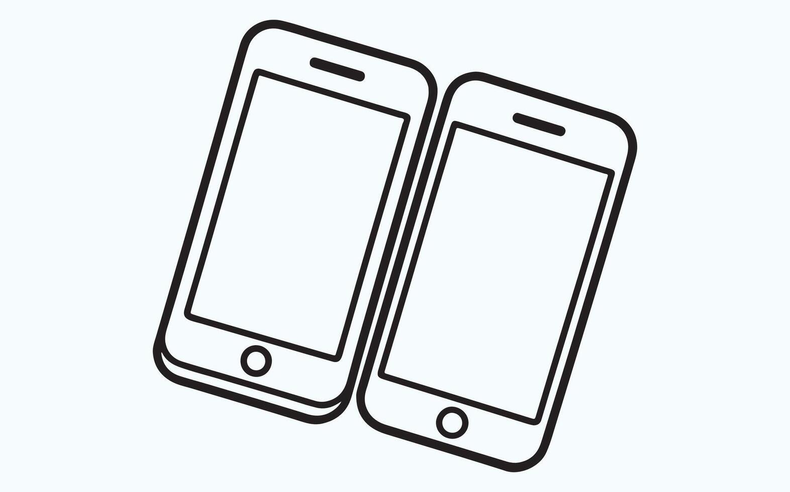 Mobile phone line drawing image clipart illustration vector