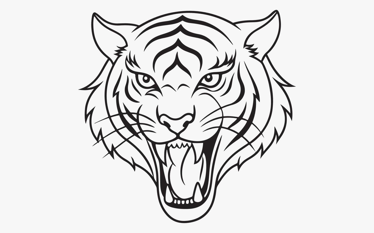 Minimal Abstract tiger head sketch art vector