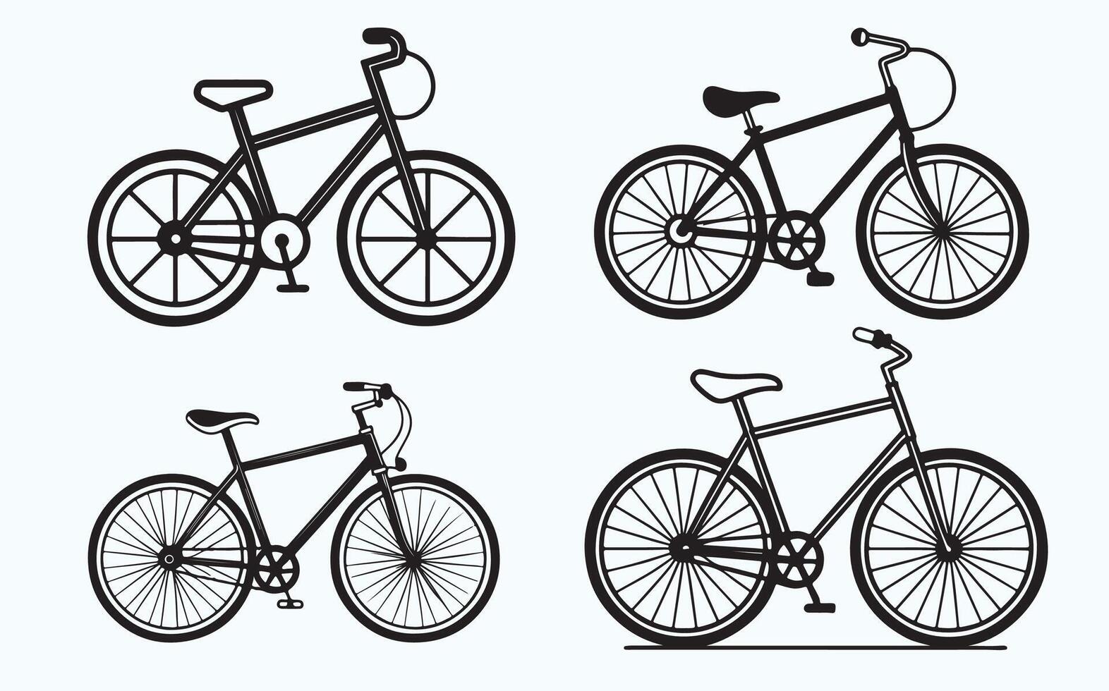 Bicycle line art set vector