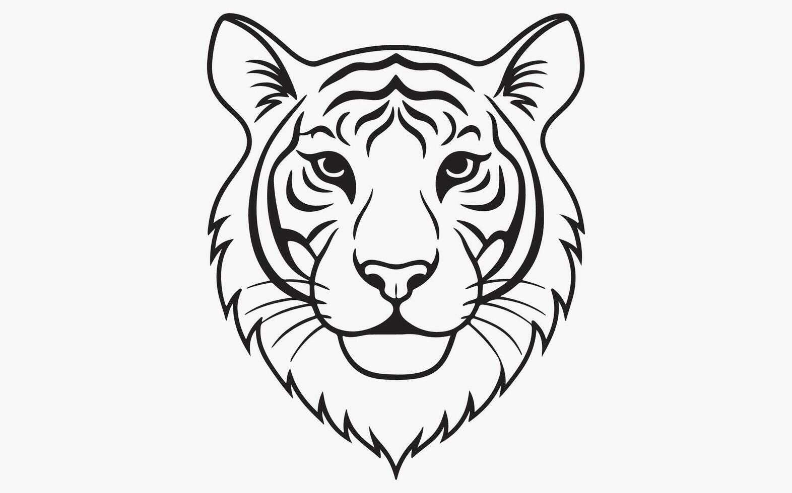 Minimal Abstract tiger head sketch icon clipart illustration vector